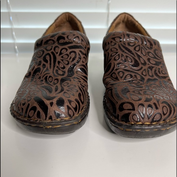 B.O.C Born Concept Peggy Brown and Black Paisley Clog Sz 9 / 40.5 Leather Upper - Picture 3 of 8